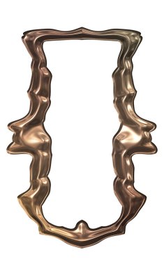 Üç boyutlu metalik illüstrasyon. Beyaz arka planda izole edilmiş fantezi çerçevesi. Davetiyeler, posterler, menü, hatıra defteri ve sunum için mükemmel. Metnin için şablon.