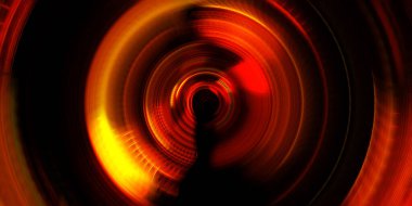 Fotoğraf makinesi konsepti. Soyut arkaplan. Dönen ışık ışınları. Hareketli kavramsal duvar kağıdı. Grafik dijital illüstrasyon. Parlayan neon ışıkları. Parlak sunum tasarım şablonu.