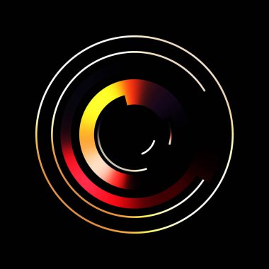 Gelecekçi hud arayüzü elementi. Soyut geometrik arkaplan. Dijital teknolojinin grafiksel çizimi siyah arkaplanda izole edildi..