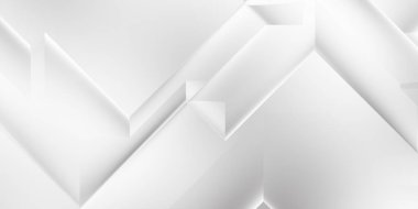 Beyaz 3d geometrik arka plan. Karanlık elementleri olan birinci sınıf soyut duvar kâğıdı. Poster, broşür, sunum ve web sitesi için özel tasarım. Moda lüks minimalist tasarım. Geometrik şablon. 