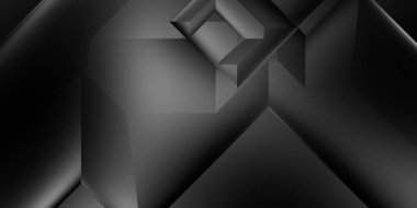 Siyah üç boyutlu geometrik arkaplan. Moda lüks minimalist tasarım. Geometrik şablon. Karanlık elementleri olan birinci sınıf soyut duvar kâğıdı. Poster, broşür, sunum, web sitesi için özel tasarım.
