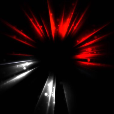 Işık huzmeleri ve parlayan parçacıkların kesiştiği güzel bir zemin. Canlı renkli ışıkların duvar kâğıdı. Parlak ışık görüntüsü.