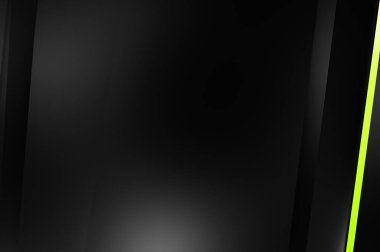 Metin için kopyalama alanı olan soyut siyah paneller. Üç boyutlu illüstrasyon. Renkli ışık özellikli koyu renk tasarım şablonu. Zarif geometrik parlak çizgili arka plan. Minimalist geometrik kapak grafiği.