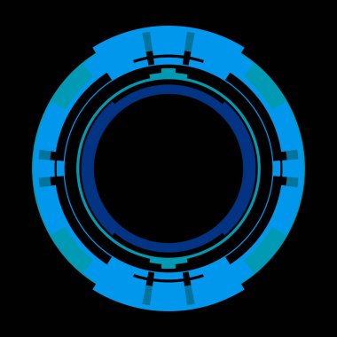 Fütürist dairesel gövde arayüzü elementi. Soyut çember geometrik arkaplan. Dijital teknolojinin grafiksel çizimi.