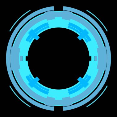Fütürist dairesel gövde arayüzü elementi. Soyut çember geometrik arkaplan. Dijital teknolojinin grafiksel çizimi.