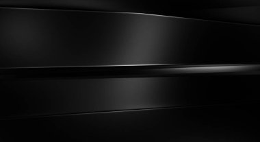 Geometrik katmanlı 3 boyutlu siyah arkaplan. Soyut koyu fütüristik duvar kağıdı. Zarif, parlak çizgili arka plan. Poster, broşür, sunum ve web sitesi için geometrik şablon tasarımı.