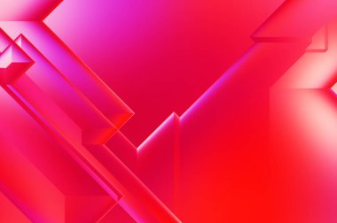 3 boyutlu illüstrasyon. Moda, basit geometrik renk gradyan arkaplan. Geometrik dinamik şekiller. Gölgeli teknoloji dijital şablonu ve gradyan arkaplanda ışıklar.  