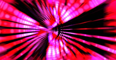 Siyah arkaplanda dönen ışık gösterisi. Lüks çizgiler. Parlak kıvrımlı duvar kağıdı. Uzay tüneli. Dönen ışık çemberi ya da maytap izi. Parlak konsept çizimi.