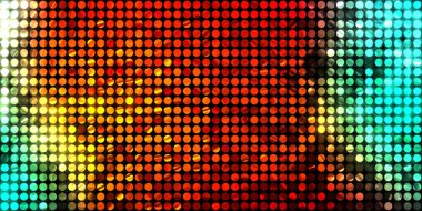 Parlayan ışıklar siyah arka planda parti izleri. Sahne veya stadyum ışıklarının dijital illüstrasyonu. Parlak desenli duvar kağıdı. Sahne ışıkları ile renkli ışıkların ihtişamlı arkaplanı.