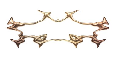 Üç boyutlu metalik illüstrasyon. Beyaz arka planda izole edilmiş fantezi çerçevesi. Davetiyeler, posterler, menü, hatıra defteri ve sunum için mükemmel. Metnin için şablon.