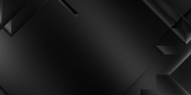 Siyah üç boyutlu geometrik arkaplan. Moda lüks minimalist tasarım. Geometrik şablon. Karanlık elementleri olan birinci sınıf soyut duvar kâğıdı. Poster, broşür, sunum, web sitesi için özel tasarım.