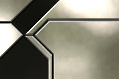 Üç boyutlu metalik doku. Uzay gemisi desenli yüzey. Aydınlık ve karanlık paneller. Fütürist soyut duvar kağıdı. Geometrik teknolojik yansıtıcı arkaplan.