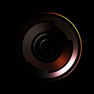 Gelecekçi hud arayüzü elementi. Soyut geometrik arkaplan. Dijital teknolojinin grafiksel çizimi siyah arkaplanda izole edildi..