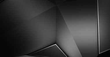Lüks minimalist tasarım. Fütürist şablon. Karanlık elementleri olan birinci sınıf soyut duvar kâğıdı. Zarif bir zemin. Siyah üç boyutlu geometrik arkaplan. Poster, broşür, sunum için tasarım.