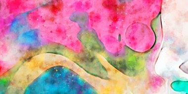 Kova desenli illüstrasyon. Çağdaş ve modern doku. Soyut renk boyama arka planı. Yaratıcı ve sanatsal duvar kağıdı. Fırçalanmış şekilleri ve lekeleri olan sanatsal duvar..