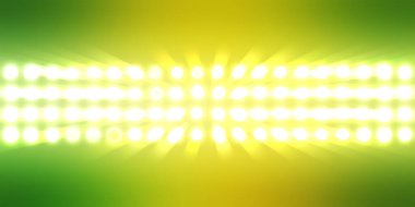 Parlak desenli duvar kağıdı. Sahne ışıkları olan renkli ışıkların ihtişamlı arkaplanı. Parlayan ışıklar siyah arka planda parti izleri. Sahne veya stadyum ışıklarının dijital illüstrasyonu. 