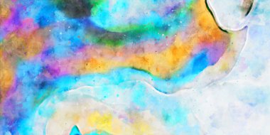 Kova desenli illüstrasyon. Çağdaş ve modern doku. Soyut renk boyama arka planı. Yaratıcı ve sanatsal duvar kağıdı. Fırçalanmış şekilleri ve lekeleri olan sanatsal duvar..