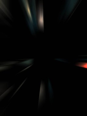 Siyah arkaplanda izole edilmiş dinamik ışık ışınları. Parlayan renkli ışık parçacıklarının grafiksel 2d çizimi.