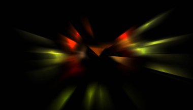 Parlayan ışıkları hareket ettirmenin havalı arka planı. Tasarımınız için canlı renkli bir portal şablonu. Işık ışınları ve hareket halindeki ışıldayan parçacıklar bir solucan deliği şekli oluşturuyor..