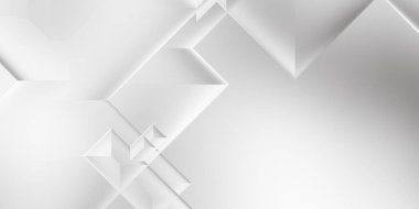 Beyaz 3d geometrik arka plan. Karanlık elementleri olan birinci sınıf soyut duvar kâğıdı. Poster, broşür, sunum ve web sitesi için özel tasarım. Moda lüks minimalist tasarım. Geometrik şablon. 