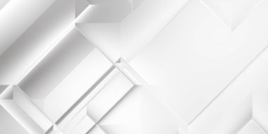 Beyaz 3d geometrik arka plan. Karanlık elementleri olan birinci sınıf soyut duvar kâğıdı. Poster, broşür, sunum ve web sitesi için özel tasarım. Moda lüks minimalist tasarım. Geometrik şablon. 