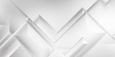 Beyaz 3d geometrik arka plan. Karanlık elementleri olan birinci sınıf soyut duvar kâğıdı. Poster, broşür, sunum ve web sitesi için özel tasarım. Moda lüks minimalist tasarım. Geometrik şablon. 
