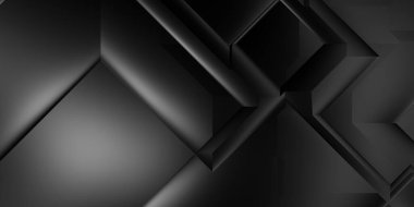 Siyah üç boyutlu geometrik arkaplan. Moda lüks minimalist tasarım. Geometrik şablon. Karanlık elementleri olan birinci sınıf soyut duvar kâğıdı. Poster, broşür, sunum, web sitesi için özel tasarım.