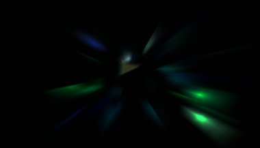 Parlayan ışıkları hareket ettirmenin havalı arka planı. Tasarımınız için canlı renkli bir portal şablonu. Işık ışınları ve hareket halindeki ışıldayan parçacıklar bir solucan deliği şekli oluşturuyor..