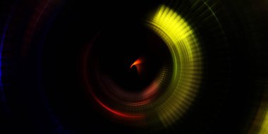 Parlayan neon ışıkları. Parlak sunum tasarım şablonu. Fotoğraf makinesi konsepti. Soyut arkaplan. Dönen ışık ışınları. Hareketli kavramsal duvar kağıdı. Grafik dijital illüstrasyon. 