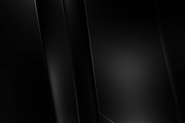 Geometrik katmanlı 3 boyutlu siyah arkaplan. Soyut koyu fütüristik duvar kağıdı. Zarif, parlak çizgili arka plan. Poster, broşür, sunum ve web sitesi için geometrik şablon tasarımı.