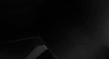 Lüks minimalist tasarım. Fütürist şablon. Karanlık elementleri olan birinci sınıf soyut duvar kâğıdı. Zarif bir zemin. Siyah üç boyutlu geometrik arkaplan. Poster, broşür, sunum için tasarım.