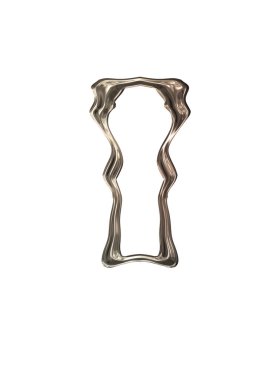 Üç boyutlu metalik illüstrasyon. Beyaz arka planda izole edilmiş fantezi çerçevesi. Davetiyeler, posterler, menü, hatıra defteri ve sunum için mükemmel. Metnin için şablon.