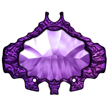 Beyaz arka planda izole bir mücevher. Mücevherli bir fantezi mücevherin 3 boyutlu görüntüsü. Masal elementi. Lüks grafik duvar kağıdı.