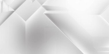 Beyaz 3d geometrik arka plan. Karanlık elementleri olan birinci sınıf soyut duvar kâğıdı. Poster, broşür, sunum ve web sitesi için özel tasarım. Moda lüks minimalist tasarım. Geometrik şablon. 