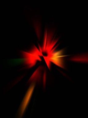 Parlayan ışıkları hareket ettirmenin havalı arka planı. Tasarımınız için canlı renkli bir portal şablonu. Işık ışınları ve hareket halindeki ışıldayan parçacıklar bir solucan deliği şekli oluşturuyor..