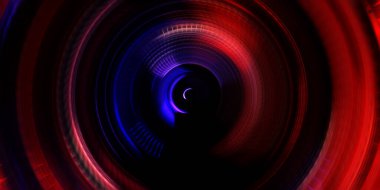 Fotoğraf makinesi konsepti. Soyut arkaplan. Dönen ışık ışınları. Hareketli kavramsal duvar kağıdı. Grafik dijital illüstrasyon. Parlayan neon ışıkları. Parlak sunum tasarım şablonu.