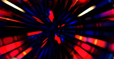 Siyah arkaplanda dönen ışık gösterisi. Lüks çizgiler. Parlak kıvrımlı duvar kağıdı. Uzay tüneli. Dönen ışık çemberi ya da maytap izi. Parlak konsept çizimi.