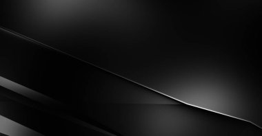 Geometrik katmanlı 3 boyutlu siyah arkaplan. Soyut koyu fütüristik duvar kağıdı. Zarif, parlak çizgili arka plan. Poster, broşür, sunum ve web sitesi için geometrik şablon tasarımı.