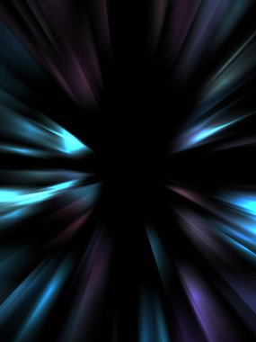 Siyah arkaplanda izole edilmiş dinamik ışık ışınları. Parlayan renkli ışık parçacıklarının grafiksel 2d çizimi.