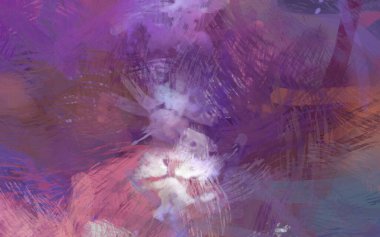 Soyut arkaplanda pürüzlü fırça darbeleri. Fırça boyası. Renkli boya darbeleri. Eşsiz duvar sanatı. Tuvaldeki modern sanat. Renkli çağdaş sanat eserleri.