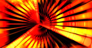 Siyah arkaplanda dönen ışık gösterisi. Lüks çizgiler. Parlak kıvrımlı duvar kağıdı. Uzay tüneli. Dönen ışık çemberi ya da maytap izi. Parlak konsept çizimi.