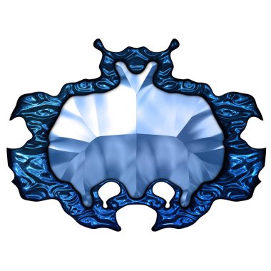 Beyaz arka planda izole bir mücevher. Mücevherli bir fantezi mücevherin 3 boyutlu görüntüsü. Masal elementi. Lüks grafik duvar kağıdı.