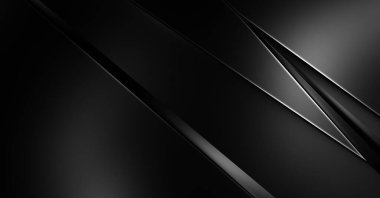 Geometrik katmanlı 3 boyutlu siyah arkaplan. Soyut koyu fütüristik duvar kağıdı. Zarif, parlak çizgili arka plan. Poster, broşür, sunum ve web sitesi için geometrik şablon tasarımı.