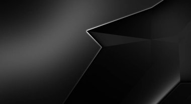 Lüks minimalist tasarım. Fütürist şablon. Karanlık elementleri olan birinci sınıf soyut duvar kâğıdı. Zarif bir zemin. Siyah üç boyutlu geometrik arkaplan. Poster, broşür, sunum için tasarım.