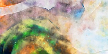 Kova desenli illüstrasyon. Çağdaş ve modern doku. Soyut renk boyama arka planı. Yaratıcı ve sanatsal duvar kağıdı. Fırçalanmış şekilleri ve lekeleri olan sanatsal duvar..