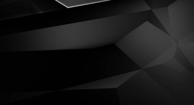 Lüks minimalist tasarım. Fütürist şablon. Karanlık elementleri olan birinci sınıf soyut duvar kâğıdı. Zarif bir zemin. Siyah üç boyutlu geometrik arkaplan. Poster, broşür, sunum için tasarım.