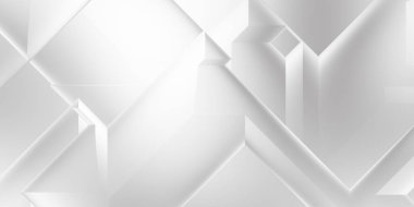 Beyaz 3d geometrik arka plan. Karanlık elementleri olan birinci sınıf soyut duvar kâğıdı. Poster, broşür, sunum ve web sitesi için özel tasarım. Moda lüks minimalist tasarım. Geometrik şablon. 