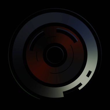 Gelecekçi hud arayüzü elementi. Soyut geometrik arkaplan. Dijital teknolojinin grafiksel çizimi siyah arkaplanda izole edildi..