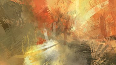 Soyut arkaplanda pürüzlü fırça darbeleri. Fırça boyası. Renkli boya darbeleri. Eşsiz duvar sanatı. Tuvaldeki modern sanat. Renkli çağdaş sanat eserleri.