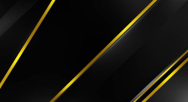 Metin için kopyalama alanı olan soyut siyah paneller. Üç boyutlu illüstrasyon. Renkli ışık özellikli koyu renk tasarım şablonu. Zarif geometrik parlak çizgili arka plan. Minimalist geometrik kapak grafiği.